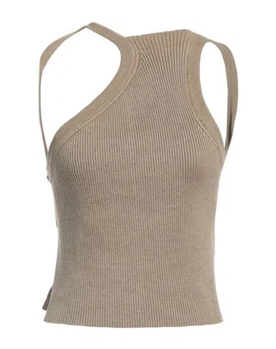 Jacquemus Woman Top Khaki Size 10 Linen, Polyamide, Elastane In Beige