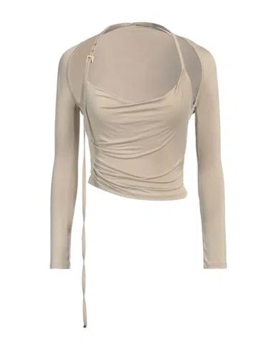 Jacquemus Le Haut Peplo Top In Light Khaki