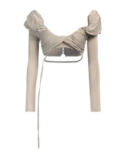 Jacquemus Woman Top Khaki Size S Cupro, Elastane In Beige