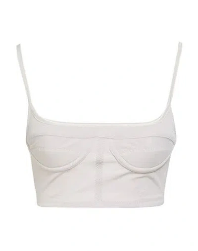 Jacquemus Woman Top Light Grey Size 8 Viscose, Polyamide In White