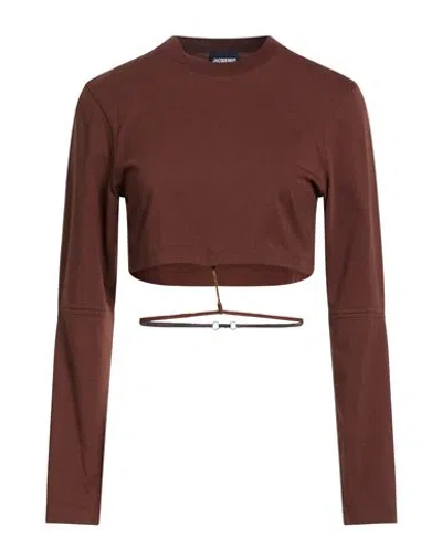 Jacquemus Woman T-shirt Chocolate Brown Size S Cotton