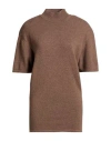 Jacquemus Ribbed Slim-fit Mock-neck Short-sleeve Wool-cashmere Jersey In Brown