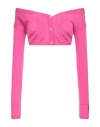 Jacquemus Soli Twisted-back Cropped Wool Cardigan In Magenta