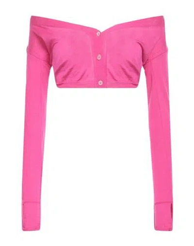 JACQUEMUS JACQUEMUS WOMAN WRAP CARDIGANS MAGENTA SIZE 2 WOOL, POLYAMIDE