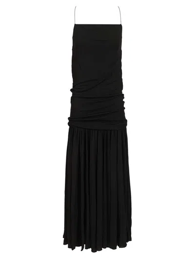 Jacquemus Women Abiha Gathered Jersey Midi Dress In Black