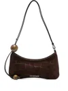 Jacquemus Le Bisou Perle Embellished Leather-trimmed Croc-effect Suede Shoulder Bag In Brown