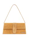 Jacquemus 'le Bambino' Beige Shoulder Bag With Logo Lettering On The Front And Embossed Crocodile Effect In Brown