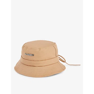 Jacquemus Womens Beige Le Bob Gadjo Brand-plaque Cotton Bucket Hat