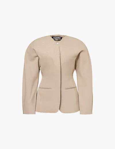 Jacquemus Womens Beige Ovalo Single-breasted Woven Jacket