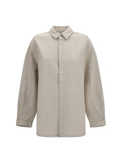 Jacquemus Women Beige Straight Solid Shirt In Gray