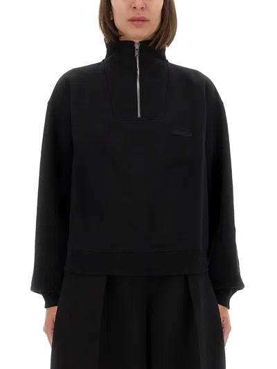 Jacquemus Grosgrain Sweatshirt With Turtleneck In Black
