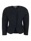 Jacquemus Women Black Blouse With Front Neckline And Side Pockets In Cotton Blend Woman In Multi