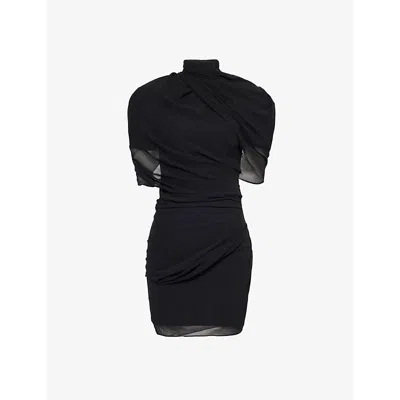 Jacquemus Womens Black Castagna Padded-shoulder Woven Mini Dress