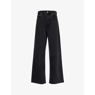 Jacquemus Women's Black De Nîmes Wide-leg High-rise Organic-cotton Blend Jeans