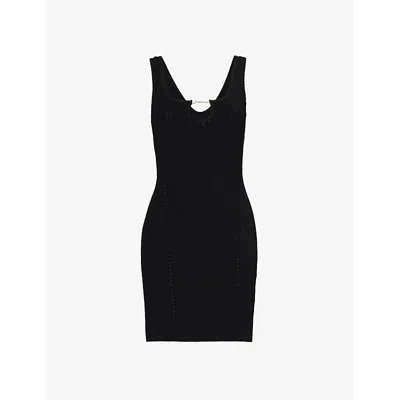 Jacquemus La Mini Robe Sierra Brand-plaque Woven-blend Mini Dress In Black