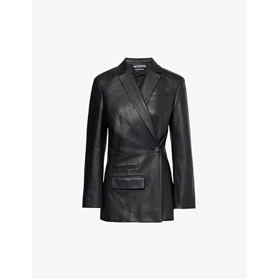 JACQUEMUS LA VESTE ASYMMETRIC LEATHER BLAZER