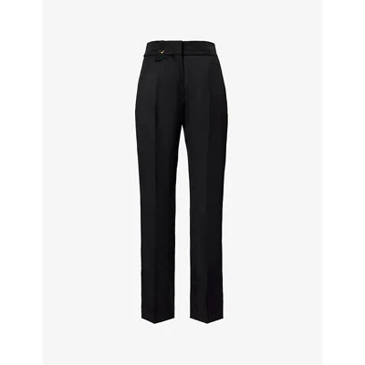 Jacquemus Womens Black Le Pantalon Tibau Straight-leg High-rise Wool Trousers