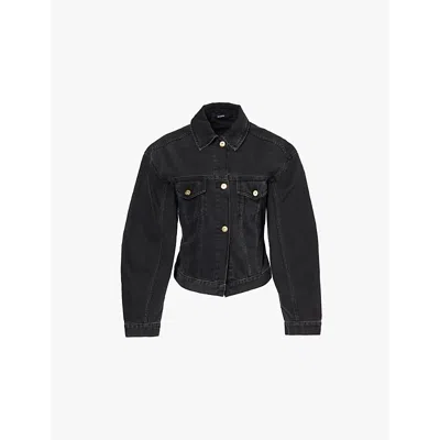 Jacquemus Womens Black Patch-pocket Balloon-sleeve Denim Jacket