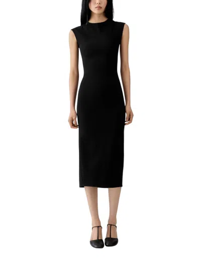Jacquemus Women Black Round Neck Midi Dress