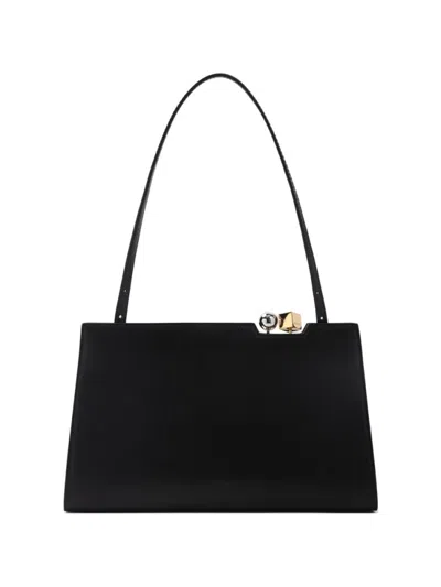 Jacquemus Le Salon Structured Leather Shoulder Bag In Black