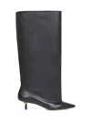 Jacquemus Women Black Smooth Leather Wide The High Tourni Boots In Black