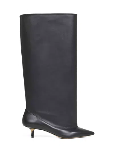 JACQUEMUS JACQUEMUS WOMEN BLACK SMOOTH LEATHER WIDE THE HIGH TOURNI BOOTS