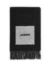 Jacquemus Square Fringe Rectangular Scarf In Black
