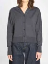 Jacquemus Embroidered Merino Wool Knit Cardigan With Ribbed Collar In Gray