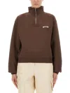 Jacquemus Grosgrain Sweatshirt With Turtleneck In Brown