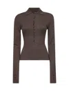 Jacquemus Women Brown The Merino Long-sleeve Polo Shirt In Multi