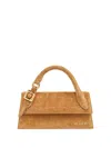 Jacquemus Long Boucle Leather Handbag With Crocodile Effect In Camel