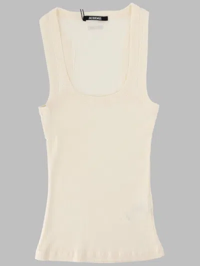 Jacquemus Women's Cotton Tank Top - Gathers In Neutral
