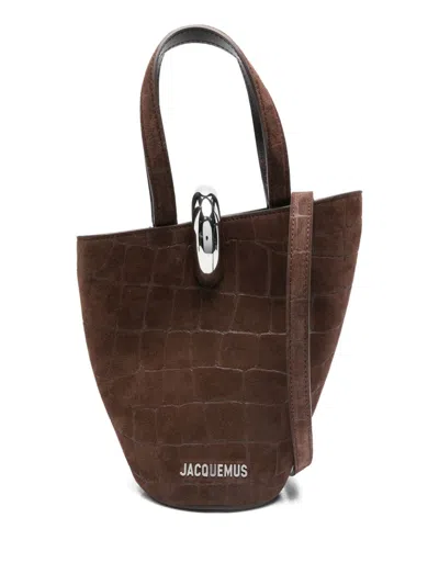 Jacquemus Women's  Crocodile-effect Ring-detail Tote Bag In Brown
