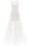 Jacquemus La Robe Dentelle Sheer Panelled Gown In White
