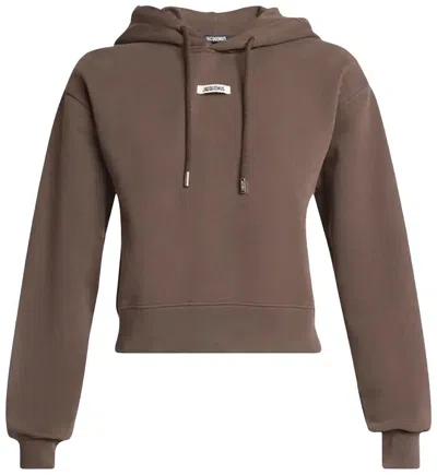 Jacquemus Women's Gros Grain Le Hoodie, Dark Brown In Burgundy