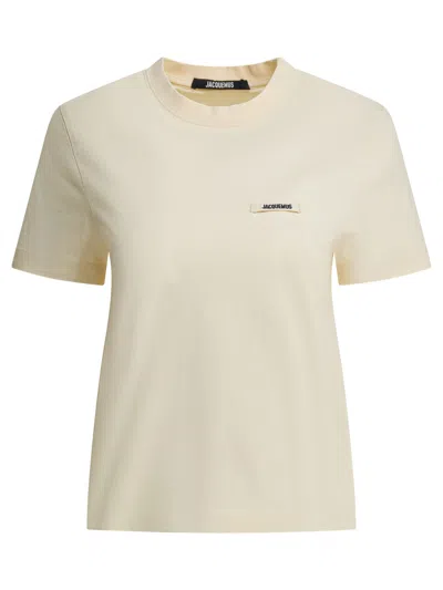 Jacquemus Gros Grain Signature Short Sleeve T Shirt In Neutral
