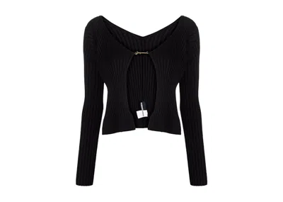 Pre-owned Jacquemus Women's  La Maille Pralu Longue Seamless Charm Logo Cardigan In Black