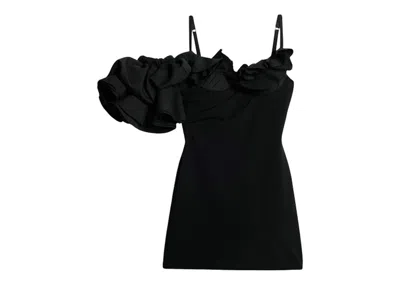 Pre-owned Jacquemus Women's  La Robe Duna Ruffed Mini Dress In Black