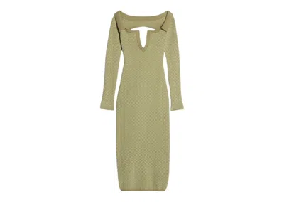 Pre-owned Jacquemus Women's  La Robe Maille Pampero Offtheshoulder Polo Dress In Green