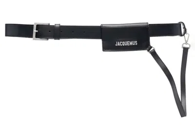 Pre-owned Jacquemus Women's  Leather Logo Belt In Black