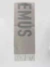Jacquemus Wool Scarf With Fringed Ends And Large Lettering In Gray