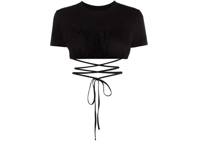 Pre-owned Jacquemus Women's  Wraparound Cropped T-shirt In Black