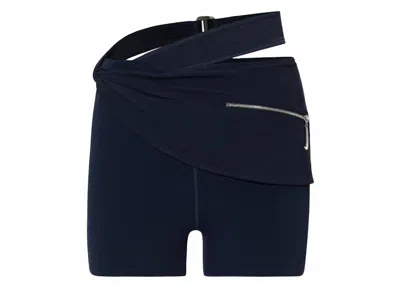 Pre-owned Jacquemus Women's  X Nike Drapped Bike Shorts In Dark Obsidian