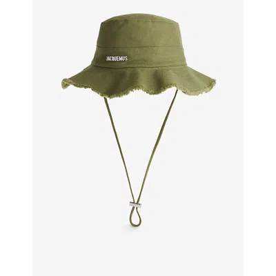 JACQUEMUS JACQUEMUS WOMEN'S KHAKI LE BOB ARTICHAUT LOGO-PLAQUE COTTON-CANVAS BUCKET HAT