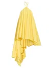 Jacquemus Courte Asymmetric Cotton-blend Crepon Halterneck Dress In Yellow