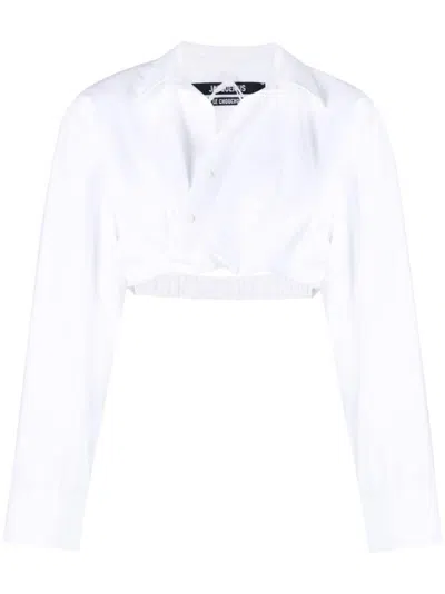 Jacquemus Draped Back Cropped Shirt In Multicolor