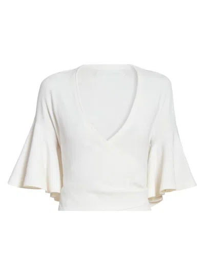Jacquemus Women's La Maille Paysan Surplice Top In White