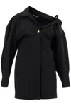 Jacquemus Asymmetric-neck Shirt Minidress In Black