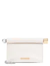 Jacquemus La Petite Natural Pochette Golden Logo In Lightivory