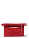 Jacquemus Small Round Crocodile Chain Strap Bag In Red